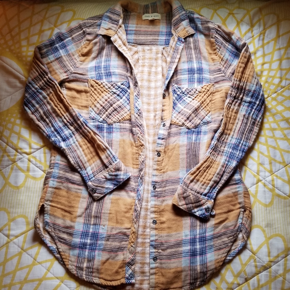 cloth & stone Womens Plaid Button Down